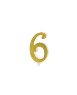 Vela Numero 6 Dorado 10cm ***OFERTA DTO NO ACUMULABLE