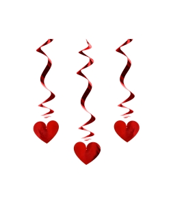 Deco Colgante Espirales Corazones Rojos 60cm ***OFERTA DTO NO ACUMULABLE
