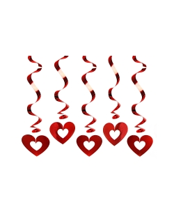 Deco Colgante Espirales Corazones Rojos 60cm ***OFERTA DTO NO ACUMULABLE