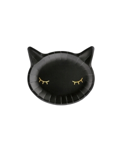 Platos Papel Forma Gato Negro 22X20cm ***OFERTA DTO NO ACUMULABLE