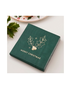 Servilletas Merry Xmas Verde Coctel 12,5X12,5cm ***OFERTA DTO NO ACUMULABLE